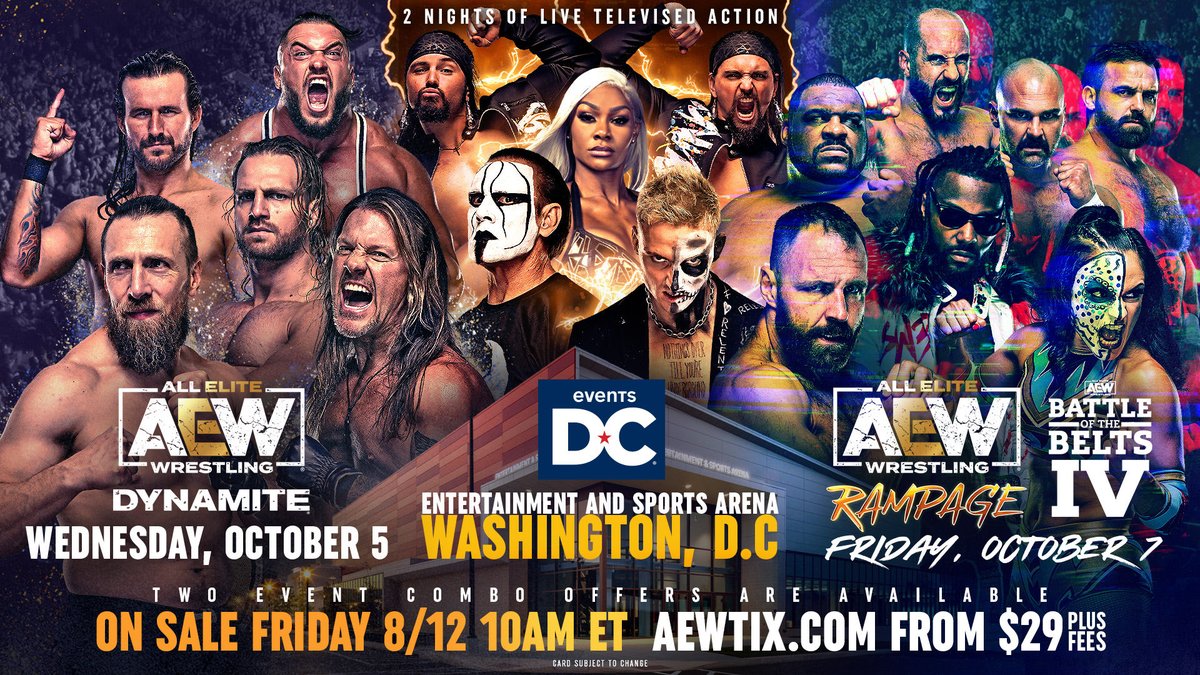 AEW returning to Washington, D.C. for Dynamite, Rampage, Battle of the Belts IV