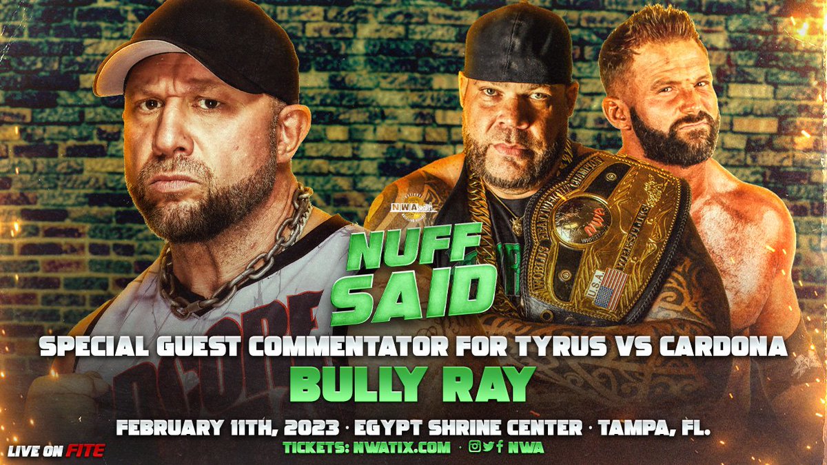 Bully Ray to guest commentate NWA title match at Nuff Said