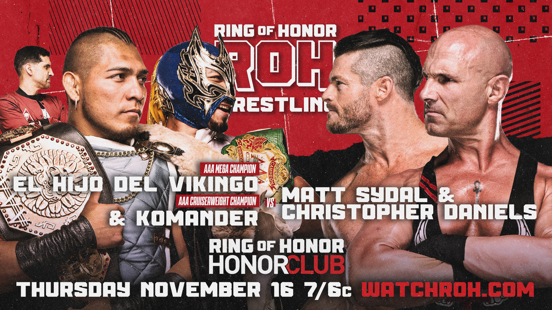 Vikingo & Komander tag team match announced for Ring of Honor TV