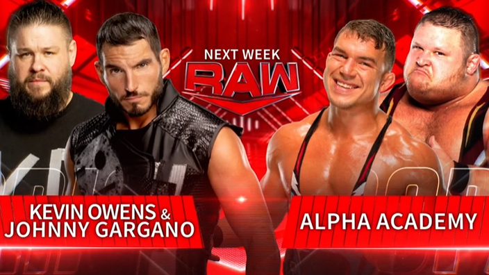 Owens and Gargano vs. Alpha Academy set for next week’s WWE Raw