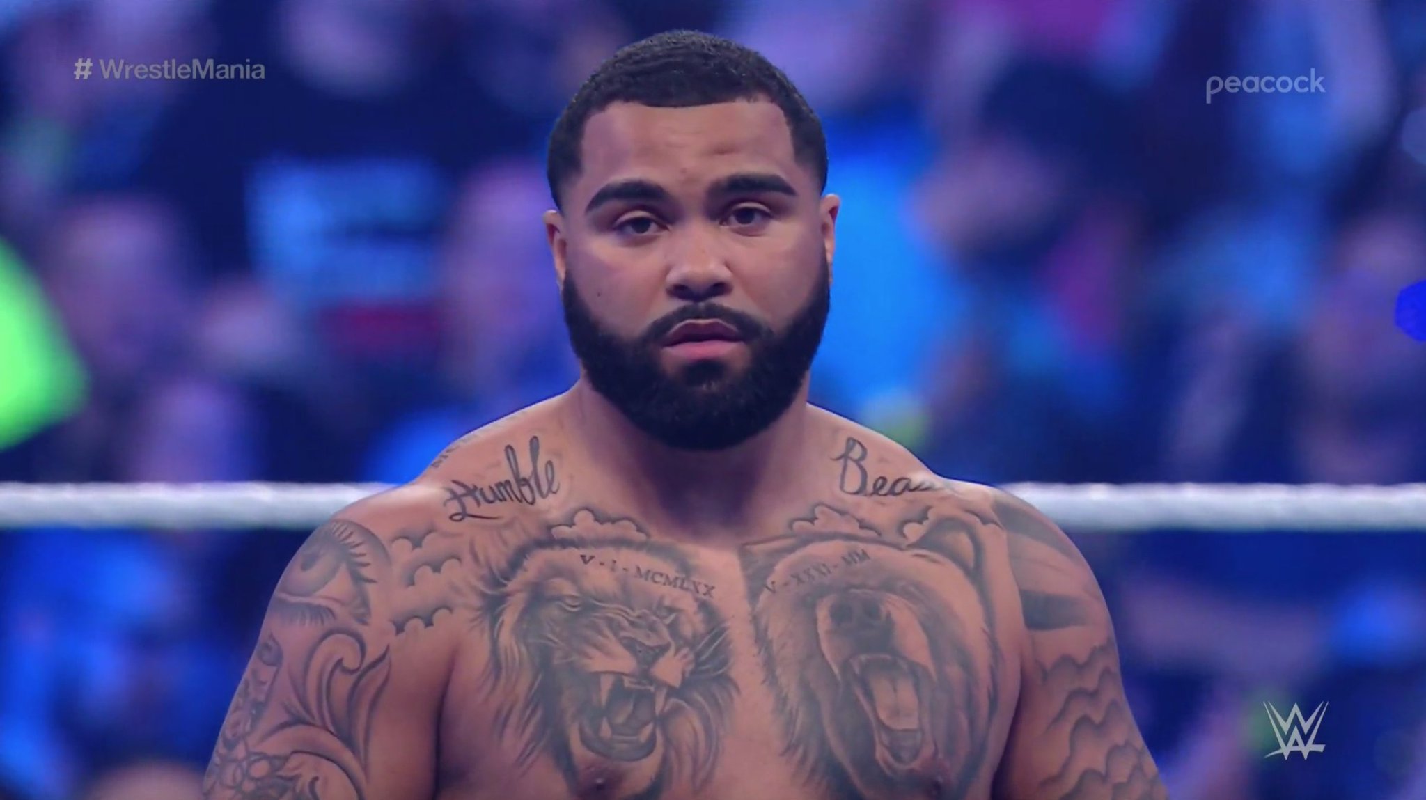 Gable Steveson confronts Chad Gable at WWE WrestleMania 38