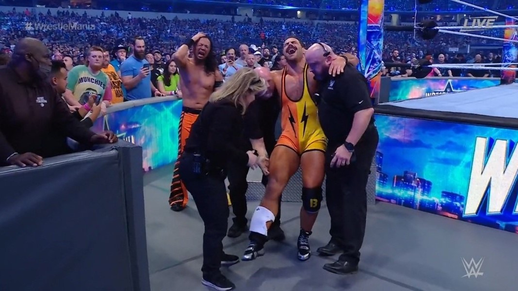 Rick Boogs suffers injury in WWE WrestleMania opening match