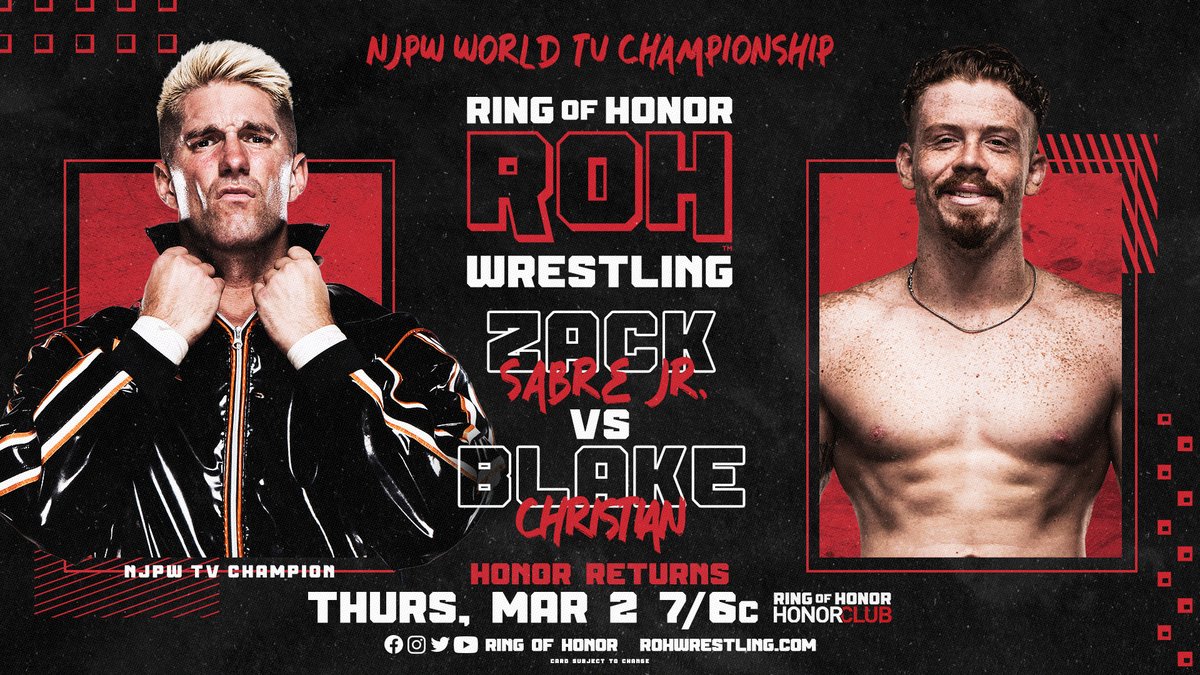 NJPW World TV title match announced for ROH TV return episode