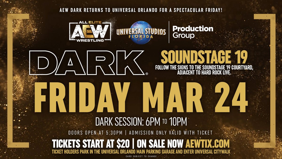 AEW returning to Universal Studios for Dark tapings this Friday