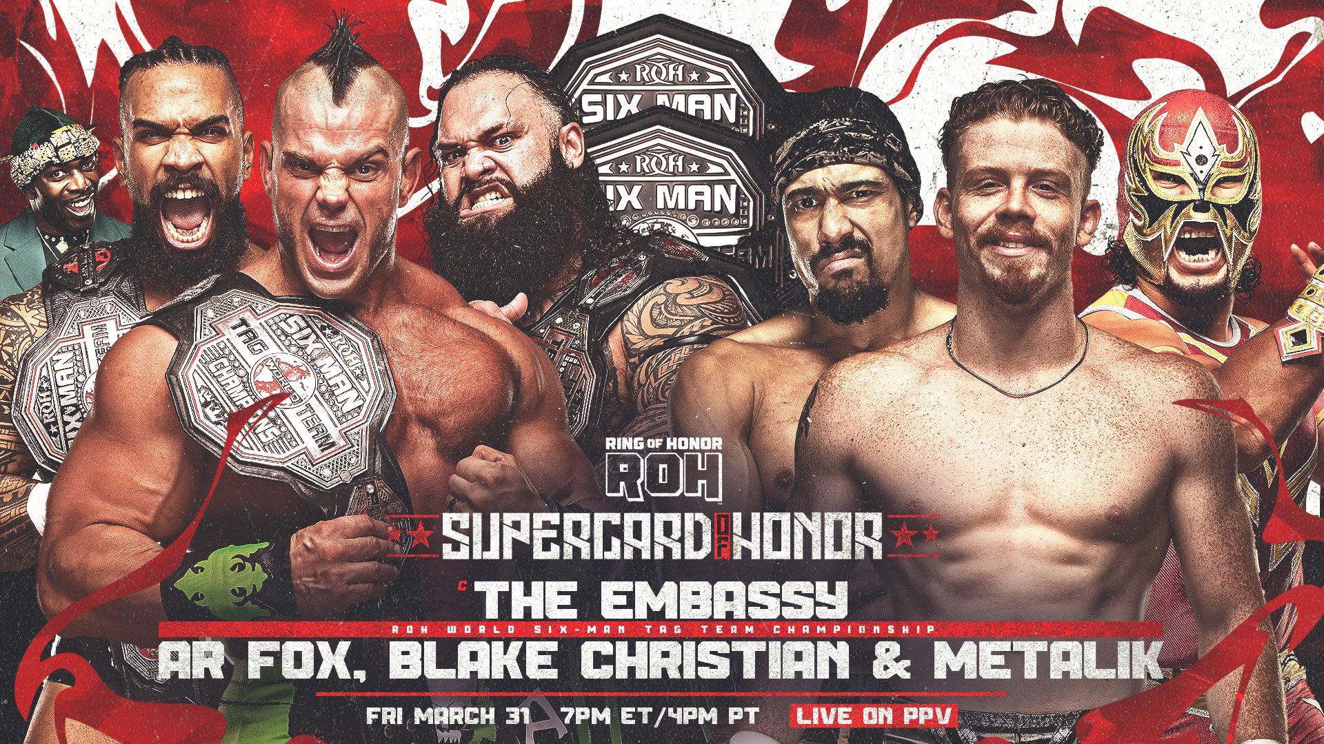 Six-Man Tag Team title match added to ROH Supercard of Honor