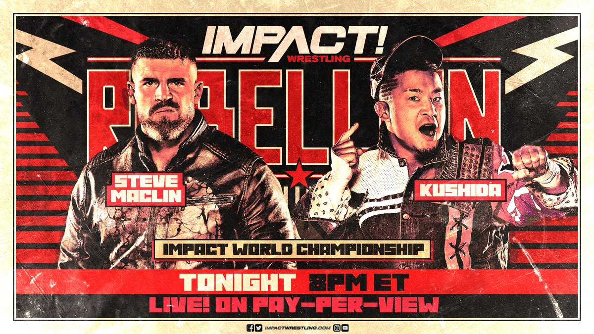 Impact Rebellion live results: Steve Maclin vs. KUSHIDA World title match