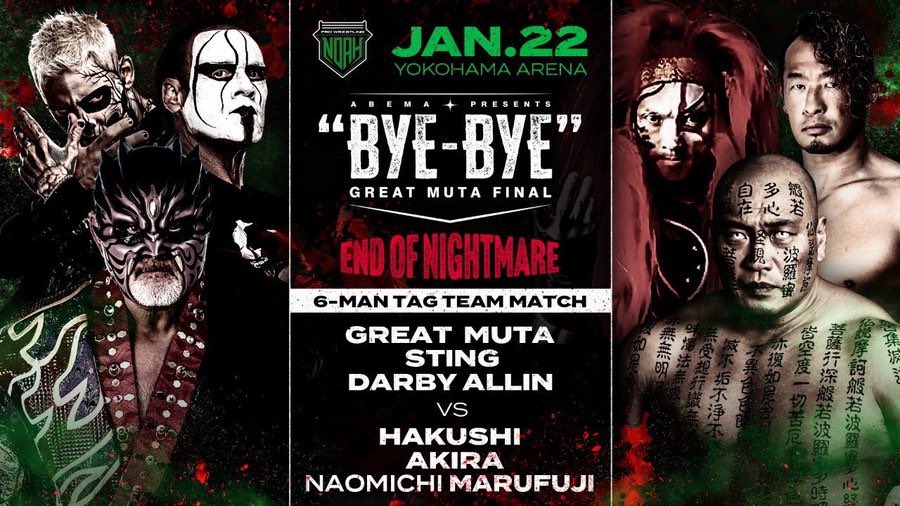 Great Muta Final Bye-Bye live results: Muta, Sting & Darby Allin trios match