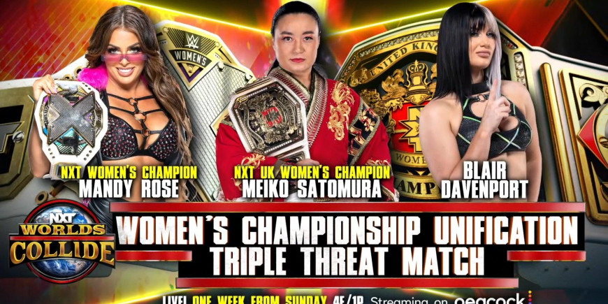Triple threat Women’s title unification match set for WWE NXT Worlds Collide