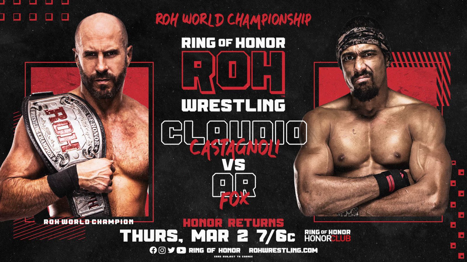 Ring of Honor TV live results: Claudio Castagnoli vs. AR Fox title match