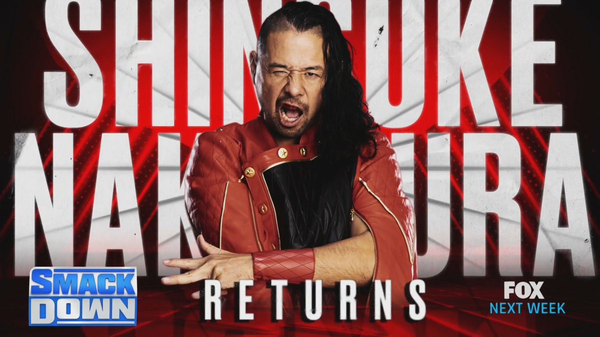 Shinsuke Nakamura to return on next week’s WWE SmackDown