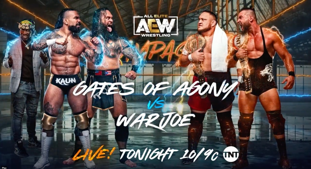 Samoa Joe & Wardlow vs. Gates of Agony added to AEW Rampage