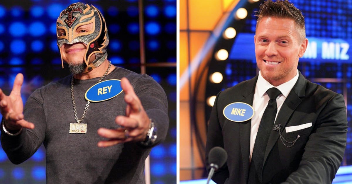 WWE’s Rey Mysterio and The Miz appearing on ABC’s Celebrity Family Feud