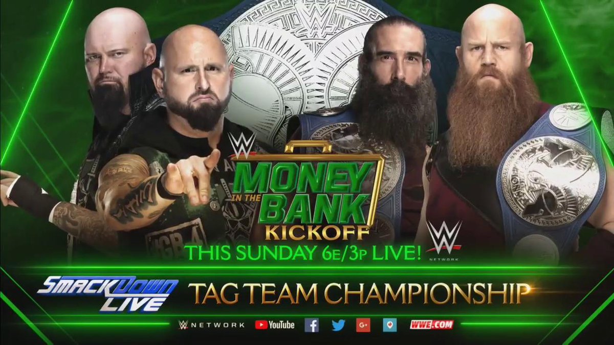 SmackDown tag title match moved to WWE MITB pre-show