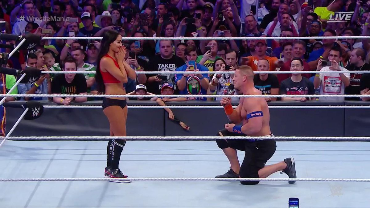 John Cena proposes to Nikki Bella at WrestleMania