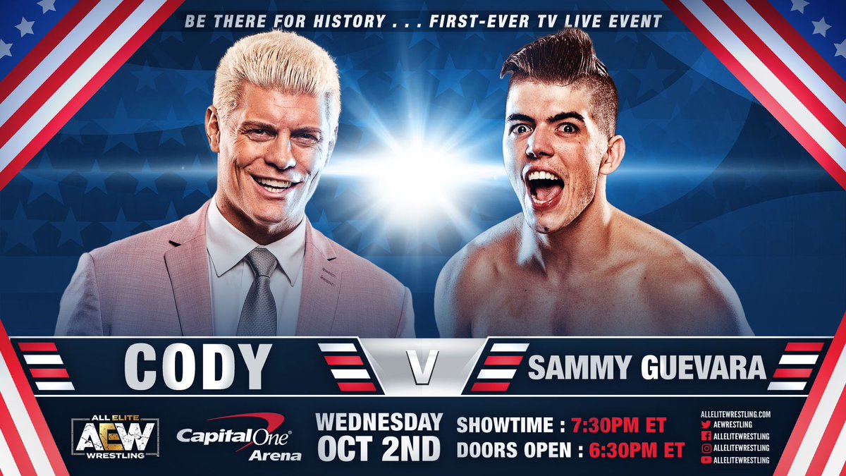 Cody vs. Sammy Guevara announced for AEW’s TNT premiere