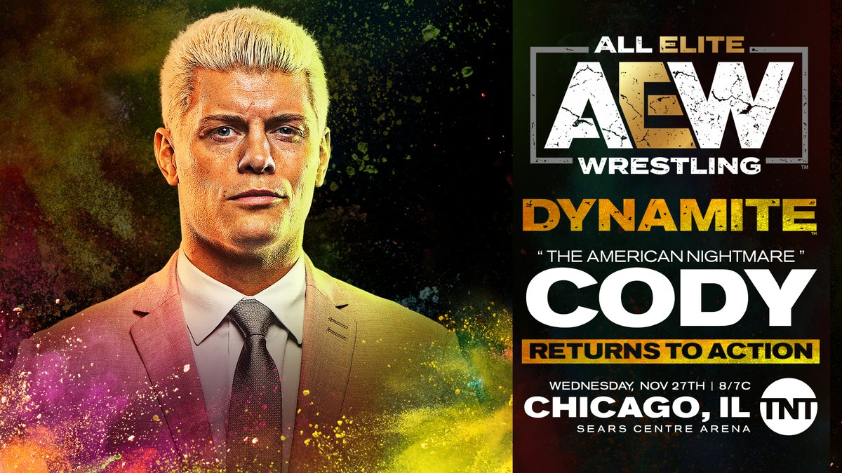 Cody returning to action on Wednesday’s AEW Dynamite