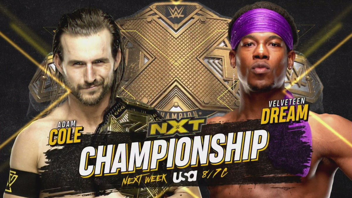 Adam Cole vs. Velveteen Dream NXT title match set for next week