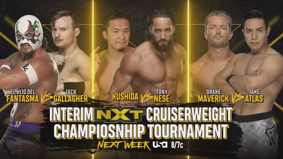 Three interim Cruiserweight title tournament matches set for NXT