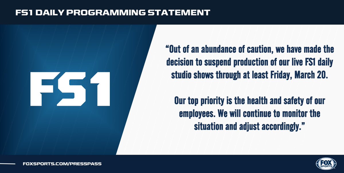 FS1 suspends studio show production, next WWE Backstage included