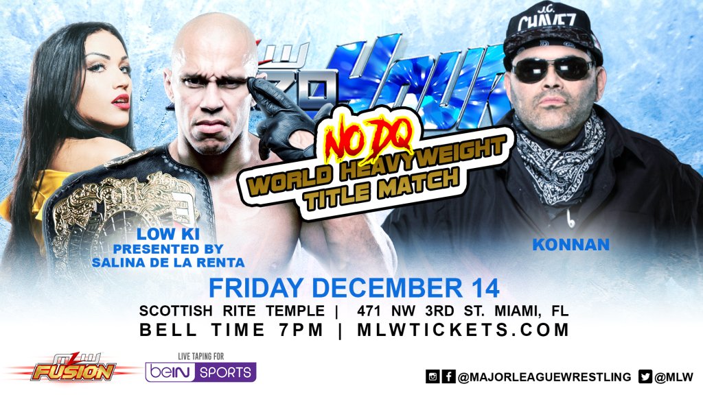 MLW advertising Low Ki vs. Konnan title match