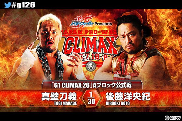 NJPW G1 Climax 26 night 15 results: Togi Makabe vs. Hirooki Goto
