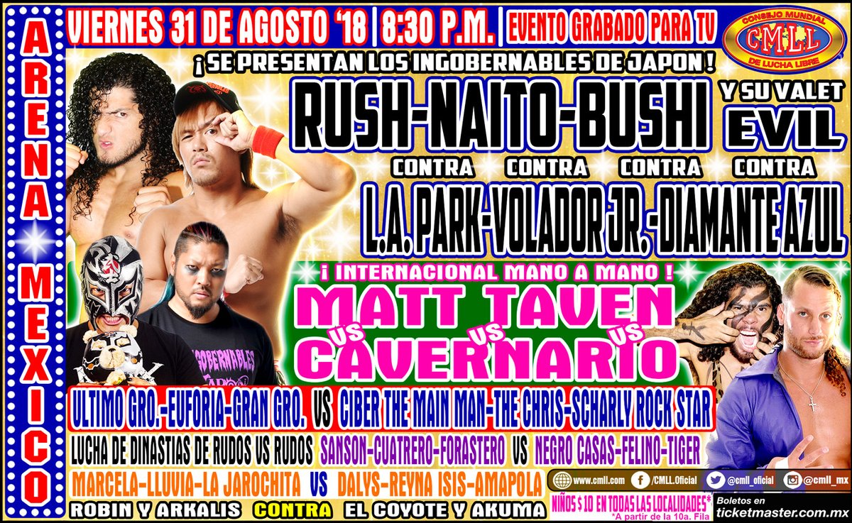 Rush replacing EVIL in LIJ Arena Mexico six-man trios match