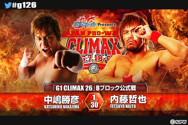 NJPW G1 Climax 26 night 12 results: Katsuhiko Nakajima vs. Tetsuya Naito