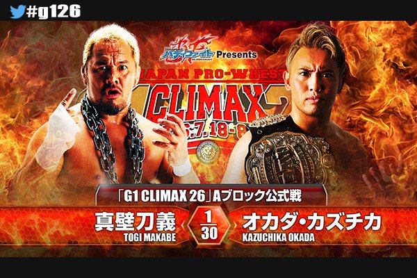 NJPW G1 Climax 26 night 11 results: Kazuchika Okada vs. Togi Makabe