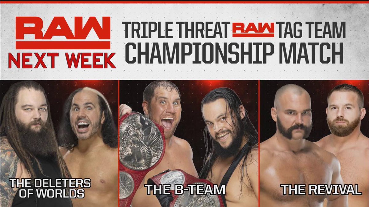 Tag Team title match announced for next week’s WWE Raw