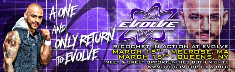 EVOLVE reveals Ricochet’s matches for March shows