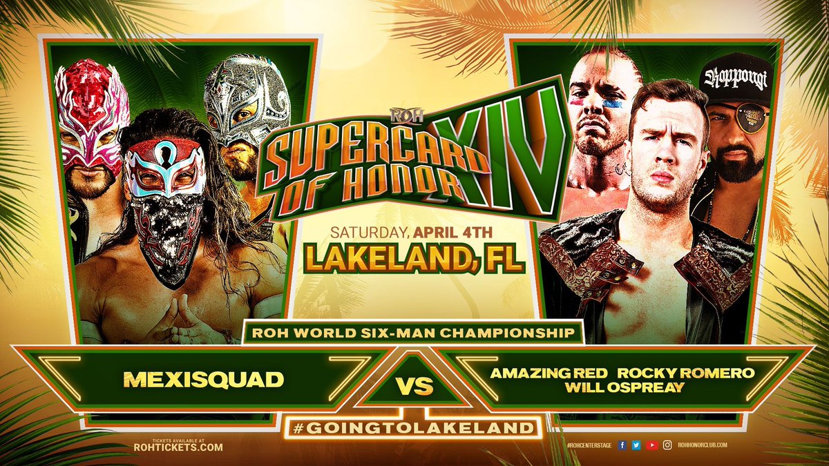 Six-Man Tag Team title match added to ROH Supercard of Honor XIV