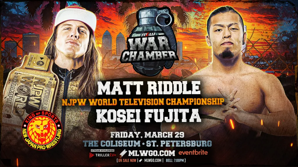 Matt Riddle to defend NJPW World TV title at MLW War Chamber