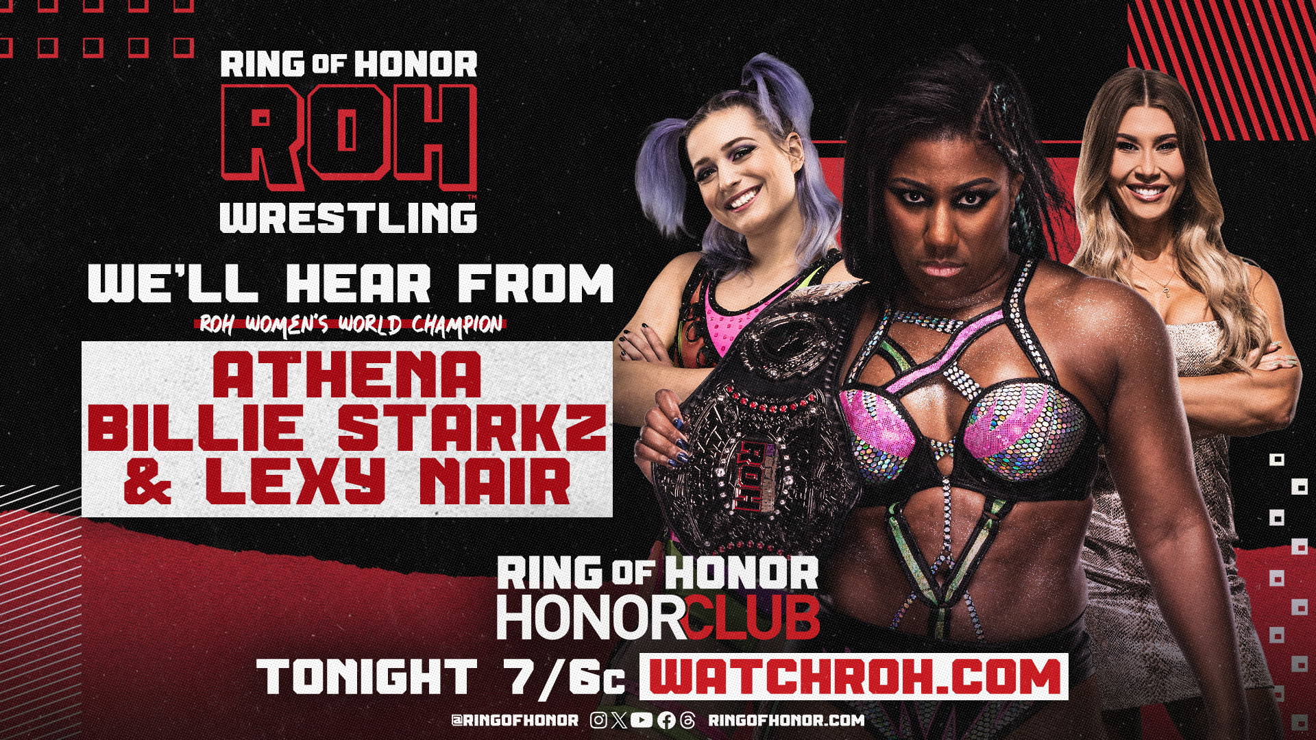 Athena, Billie Starkz & Lexy Nair segment set for ROH TV
