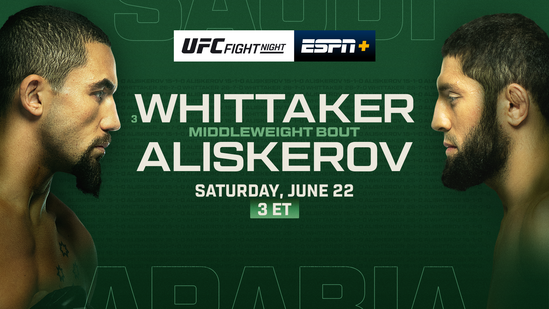 UFC on ABC 6 live results: Robert Whittaker vs. Ikram Aliskerov in Saudi Arabia