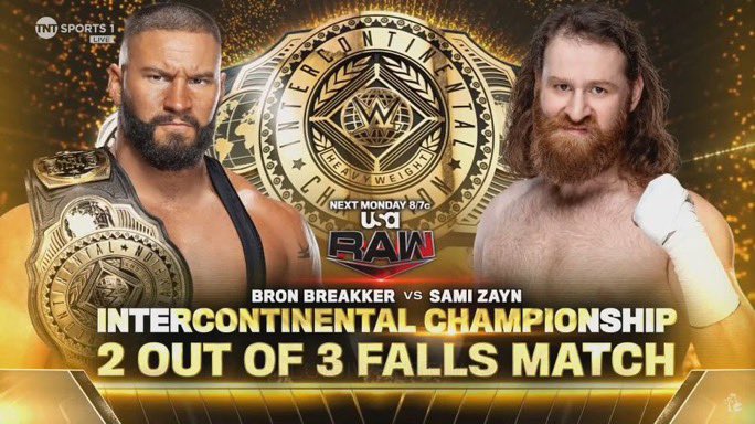 Two-out-of-three falls Intercontinental title match official for next WWE Raw