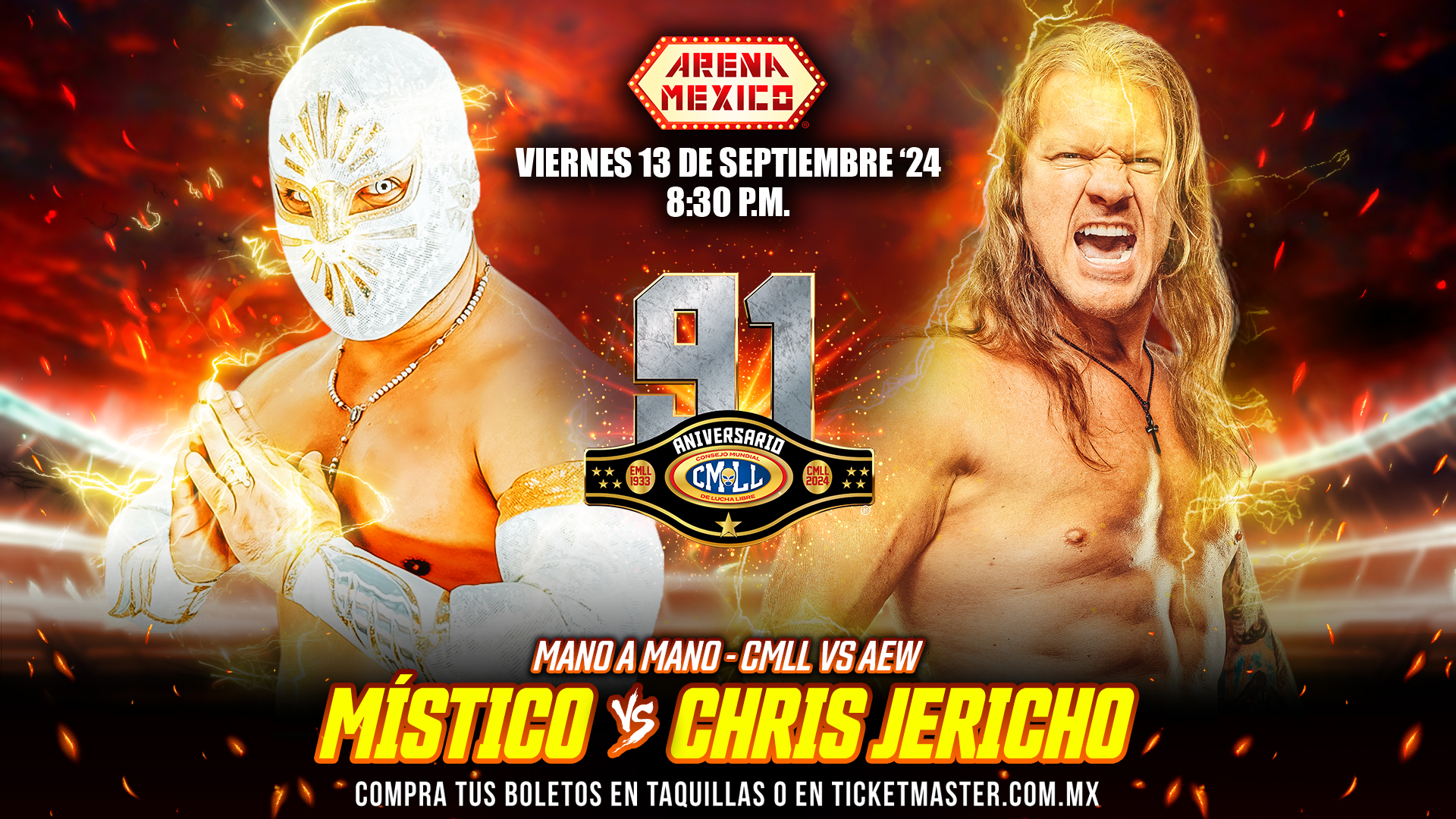 CMLL 91st Anniversary live results: Mistico vs. Chris Jericho
