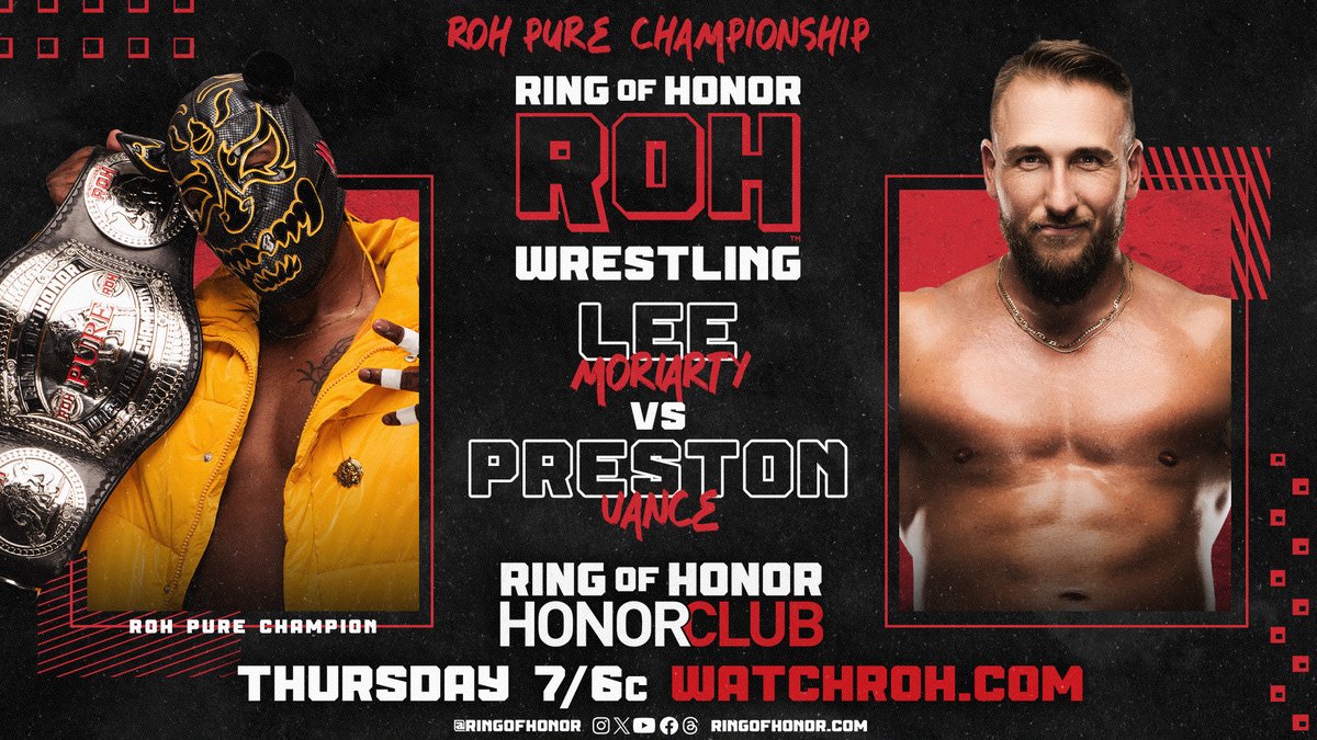 Ring of Honor TV live results: Lee Moriarty vs. Preston Vance Pure title match