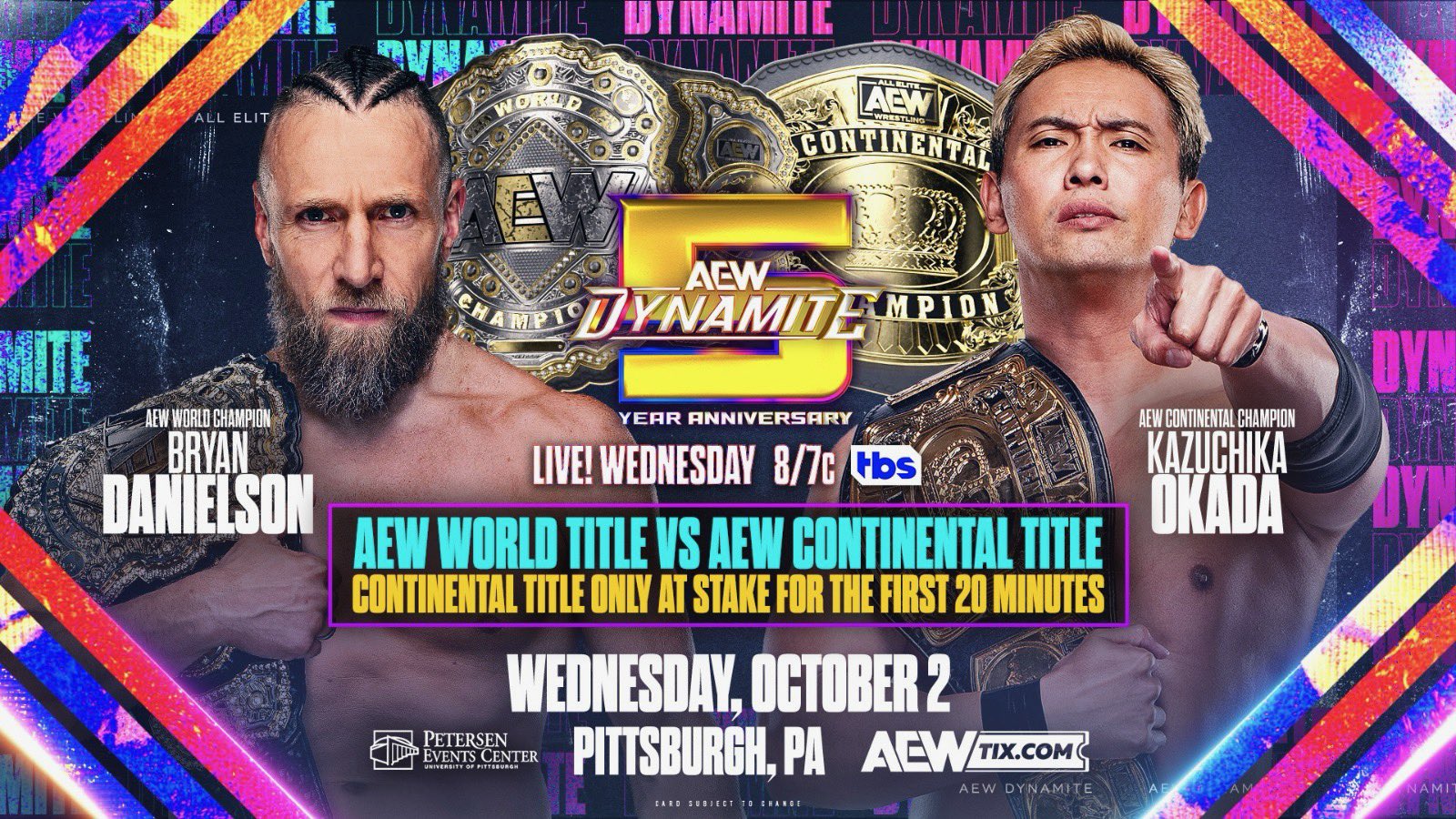 Danielson vs. Okada double title match set for AEW Dynamite fifth anniversary