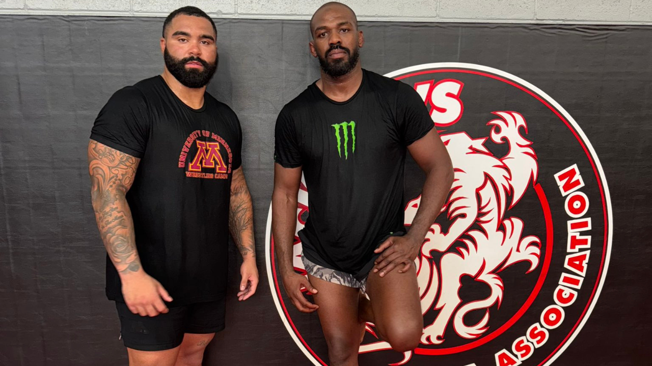 Former WWE wrestler Gable Steveson seen training with UFC Champion Jon Jones