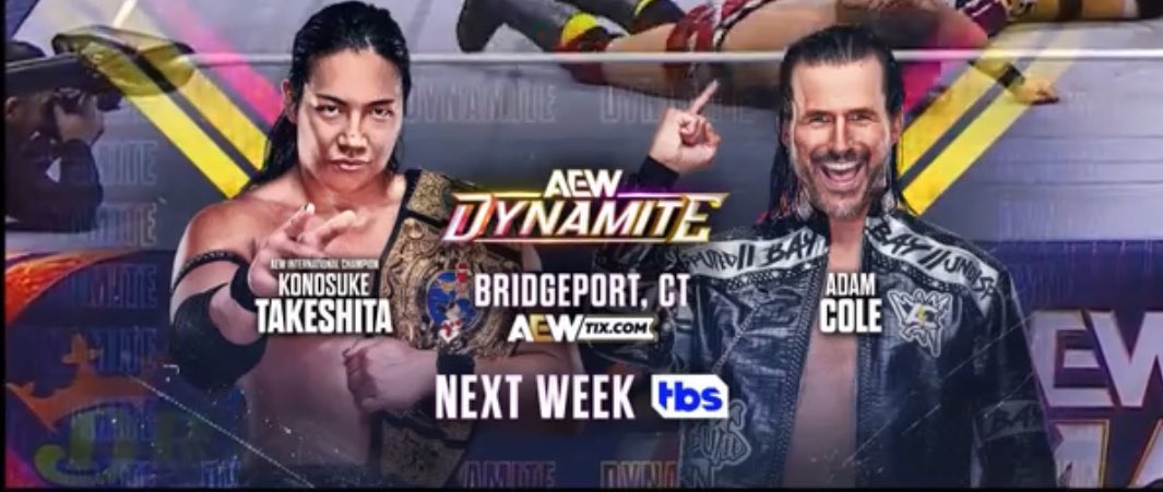 Adam Cole vs. Konosuke Takeshita set for next AEW Dynamite