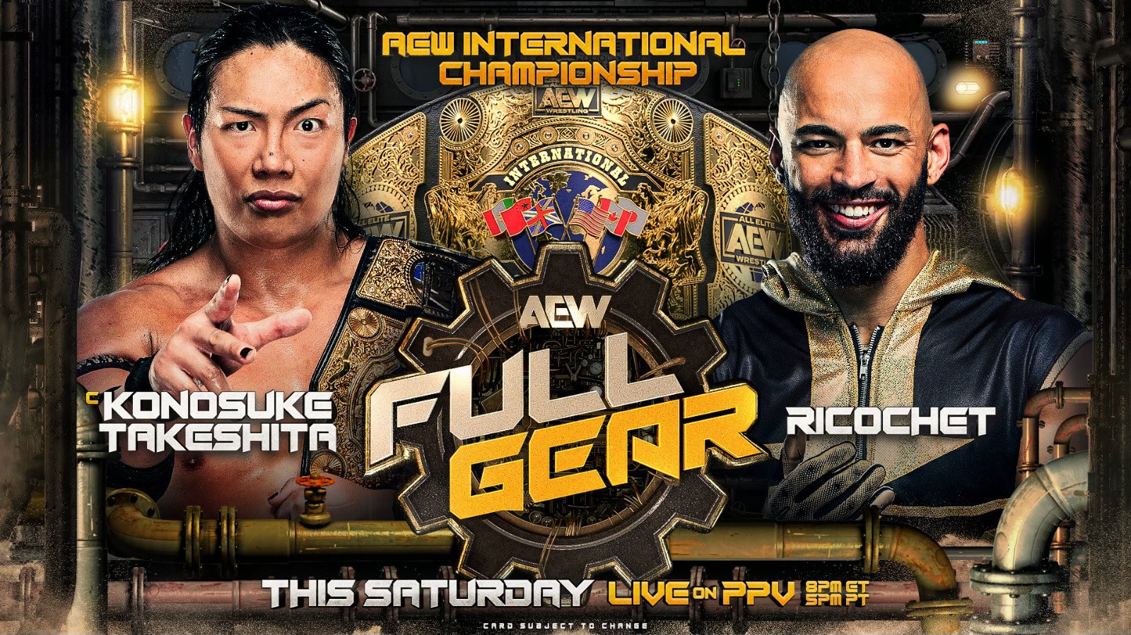 Ricochet vs. Konosuke Takeshita International title match set for AEW Full Gear