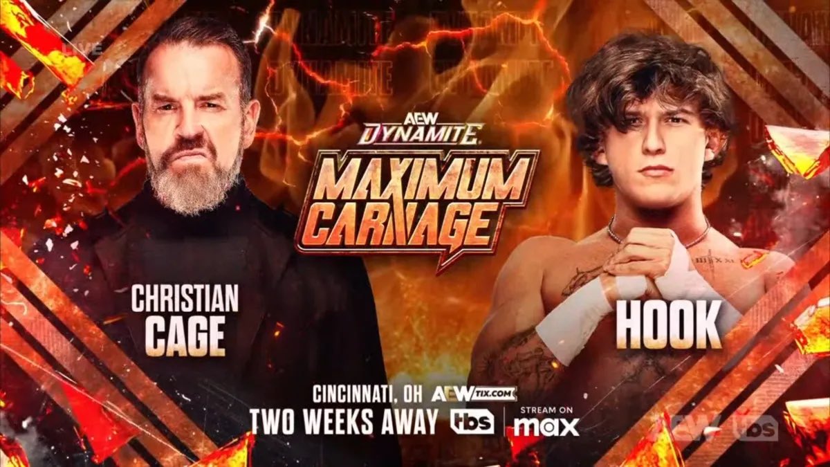 Hook vs. Christian Cage announced for AEW Dynamite Maximum Carnage