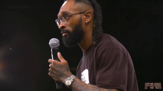 Chris Bey walks to the ring, thanks crowd at FSW Benefit for Bey