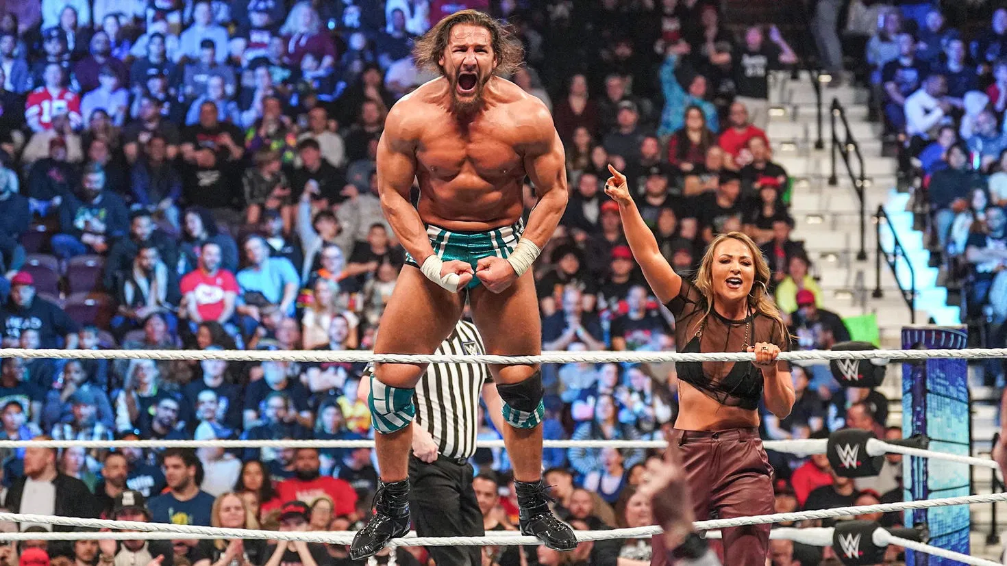 Former WWE wrestlers Emma & Riddick Moss welcome first child
