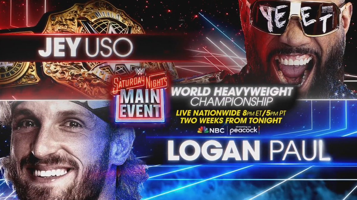 Jey Uso vs. Logan Paul title match official for WWE Saturday Night’s Main Event
