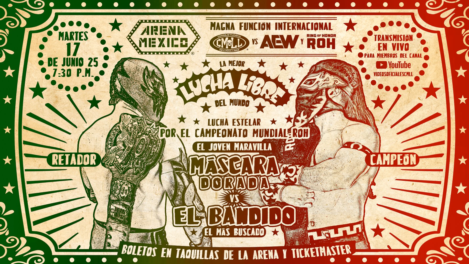 AEW & ROH vs. CMLL Arena Mexico live results: Bandido vs. Mascara Dorada