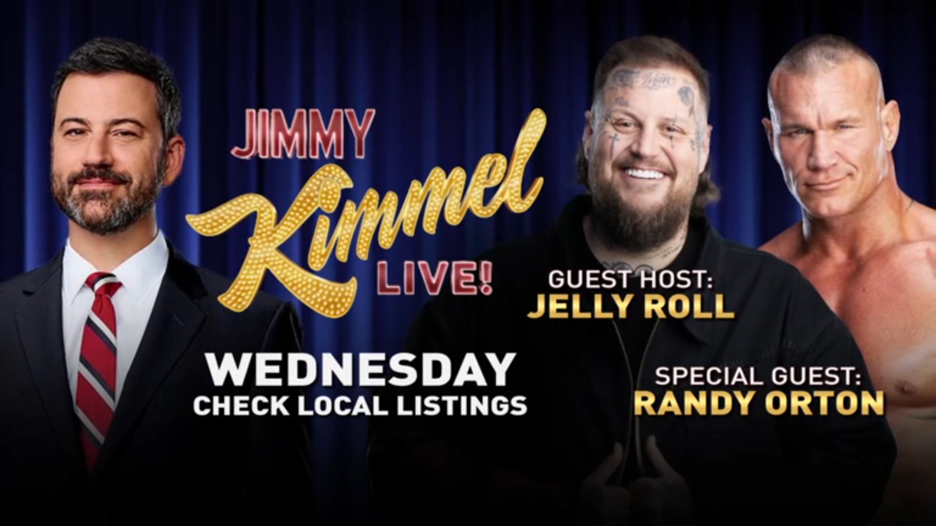Jelly Roll to host Jimmy Kimmel Live, Randy Orton to guest