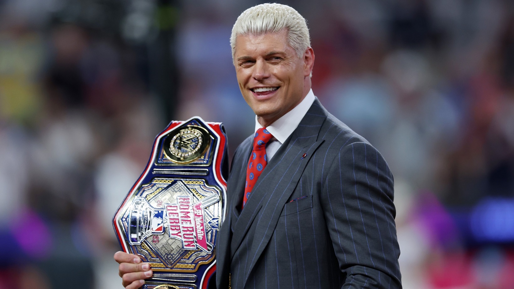 Cody Rhodes presents WWE title belt to MLB Home Run Derby winner