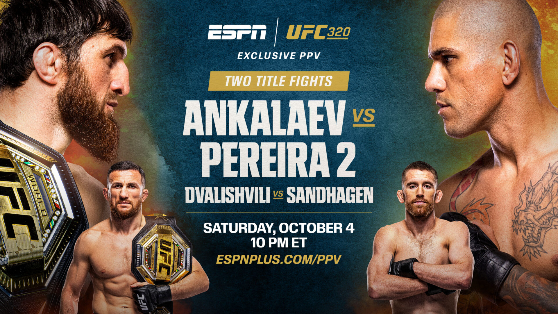 UFC 320 live results: Ankalaev vs. Pereira 2; Dvalishvili vs. Sandhagen