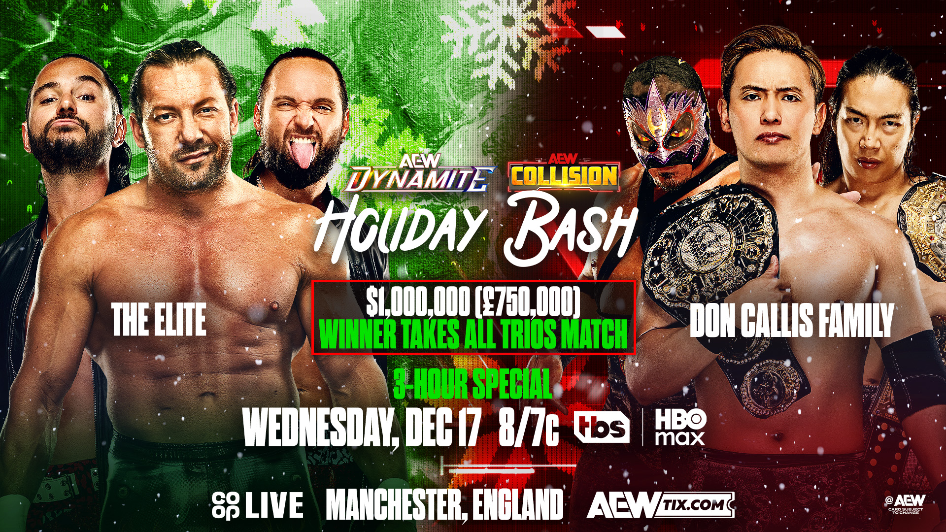 AEW Dynamite and Collision Holiday Bash live results: $1 million trios match